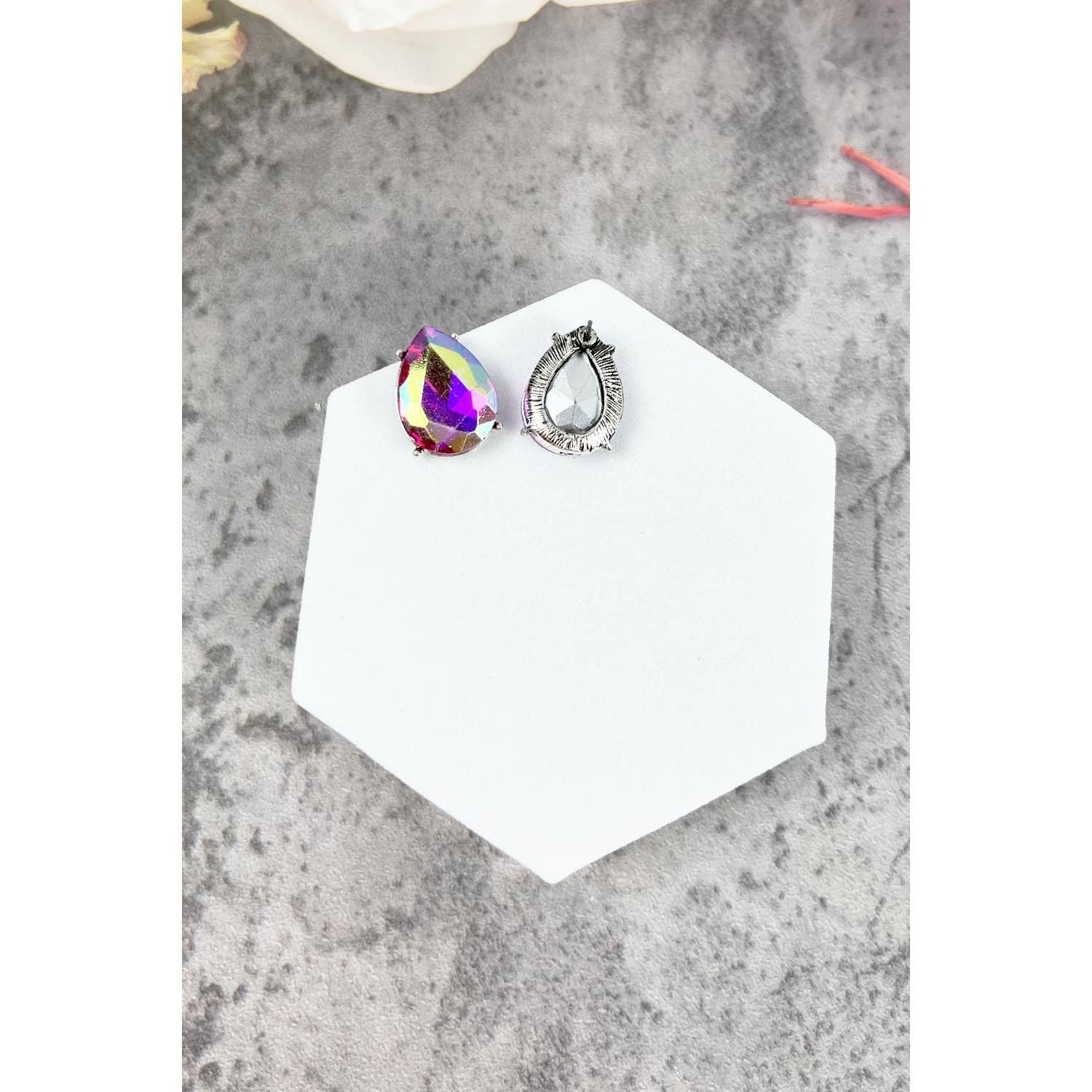 JHP Collection - Wholesale Stud/Post Earrings - TEAR DROP CRYSTAL OVAL STUD EARRING9