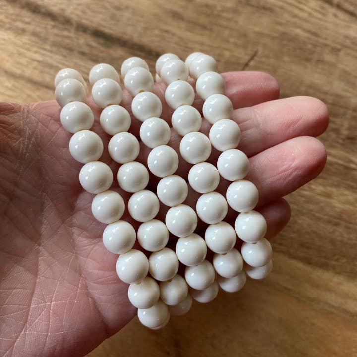 White- Set of 5 Stretch Bracelets for wholesale by Kate Simpson Designs