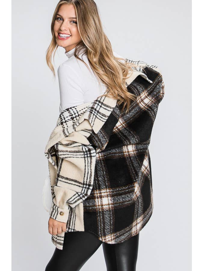 ELLEBORN – Engroshandel Skjortejakke/shacket – til kvinder – PLAID JAKKE MED KONTRASTERENDE RYG 
3248T-A42