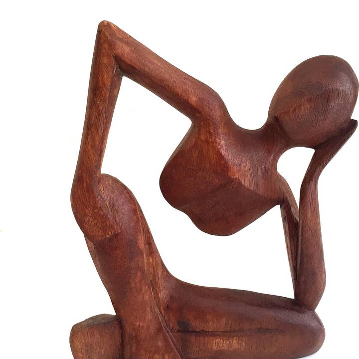 OMA - Eclectic Home - Wholesale Sculpture - Wood Thinker Thinking Man Statue Modern Abstract Home Decor