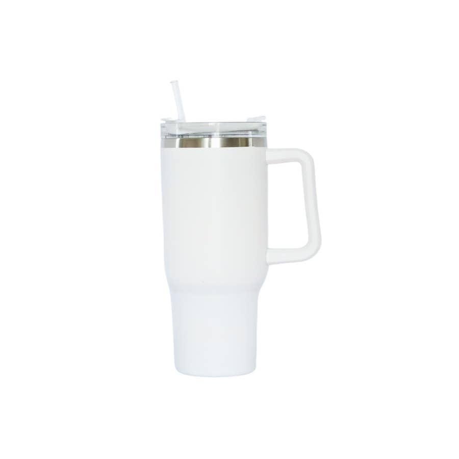 Collegiate University of Georgia Stanley Style 40oz Tumbler with Screw on 3  position lid, Handle & Straw