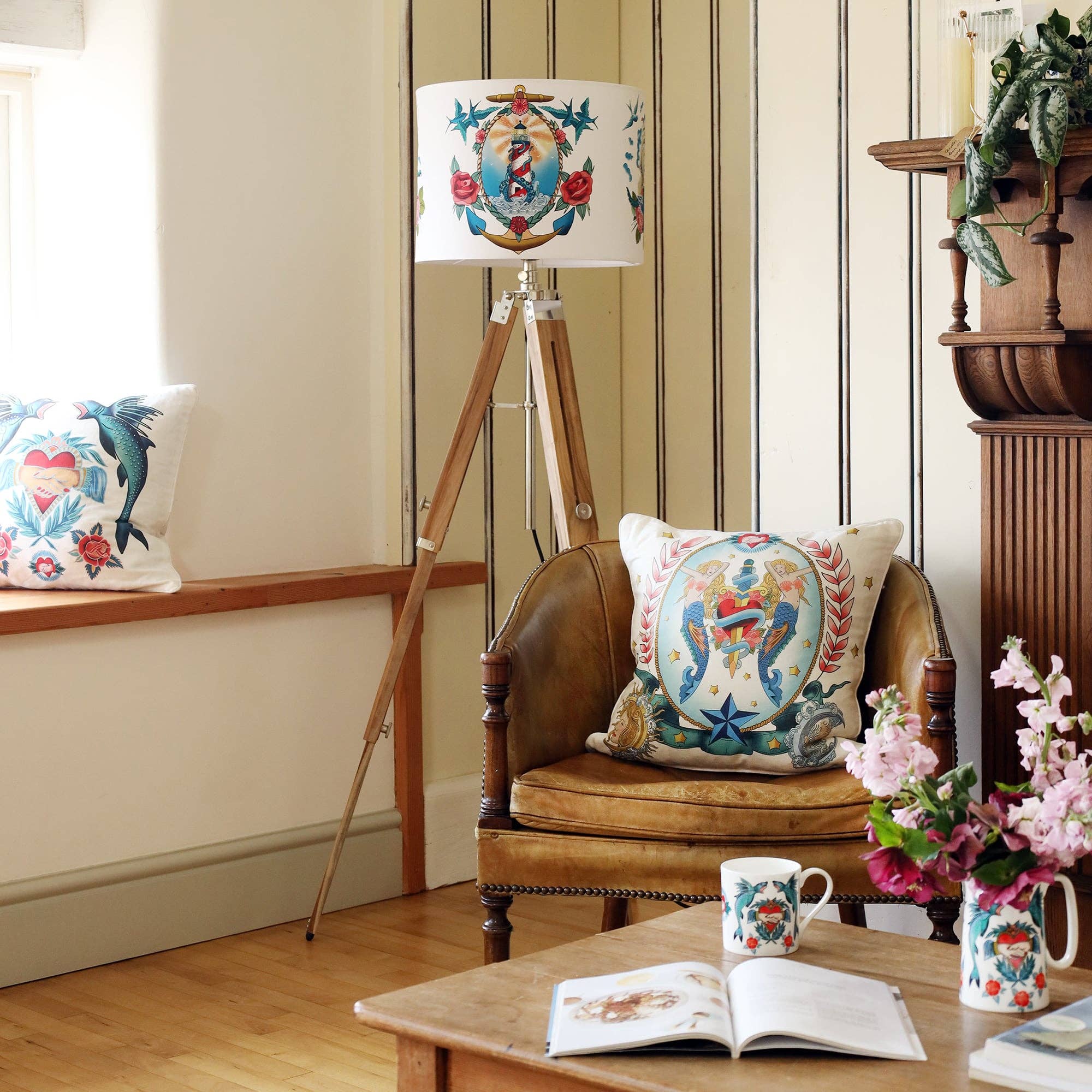 Cream Cornwall – Engroshandel Lampeskærm – Skib, fyrtårn og Kraken lampeskærm3