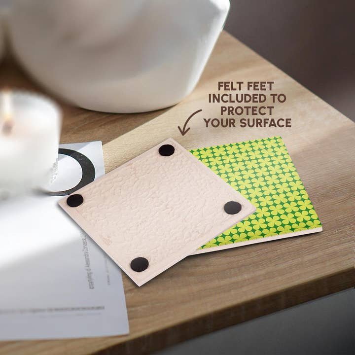 3dRose - Wholesale Coasters - 3dRose, Contemporary Light Green On Dark Green Four Leaf Clover Pattern, Coaster3