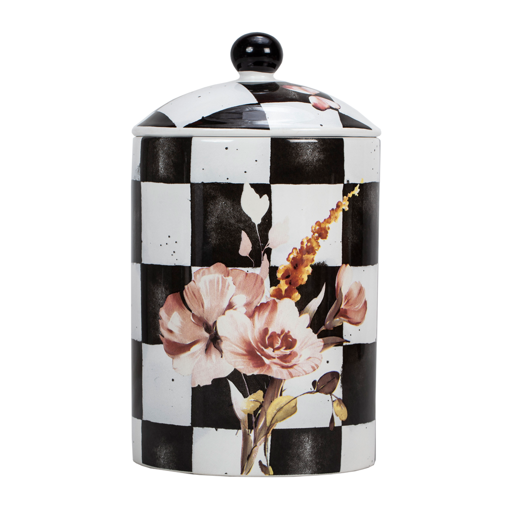 Boker-Tov Shalom - Wholesale Cookie Jar - Chic Checkered Porcelain Cookie Jars1