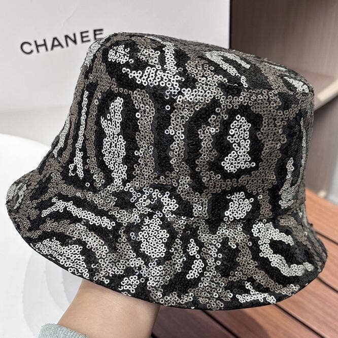 MKS America - Wholesale Bucket Hat - Women's - Leopard Sequin Fisherman Bucket Hat1