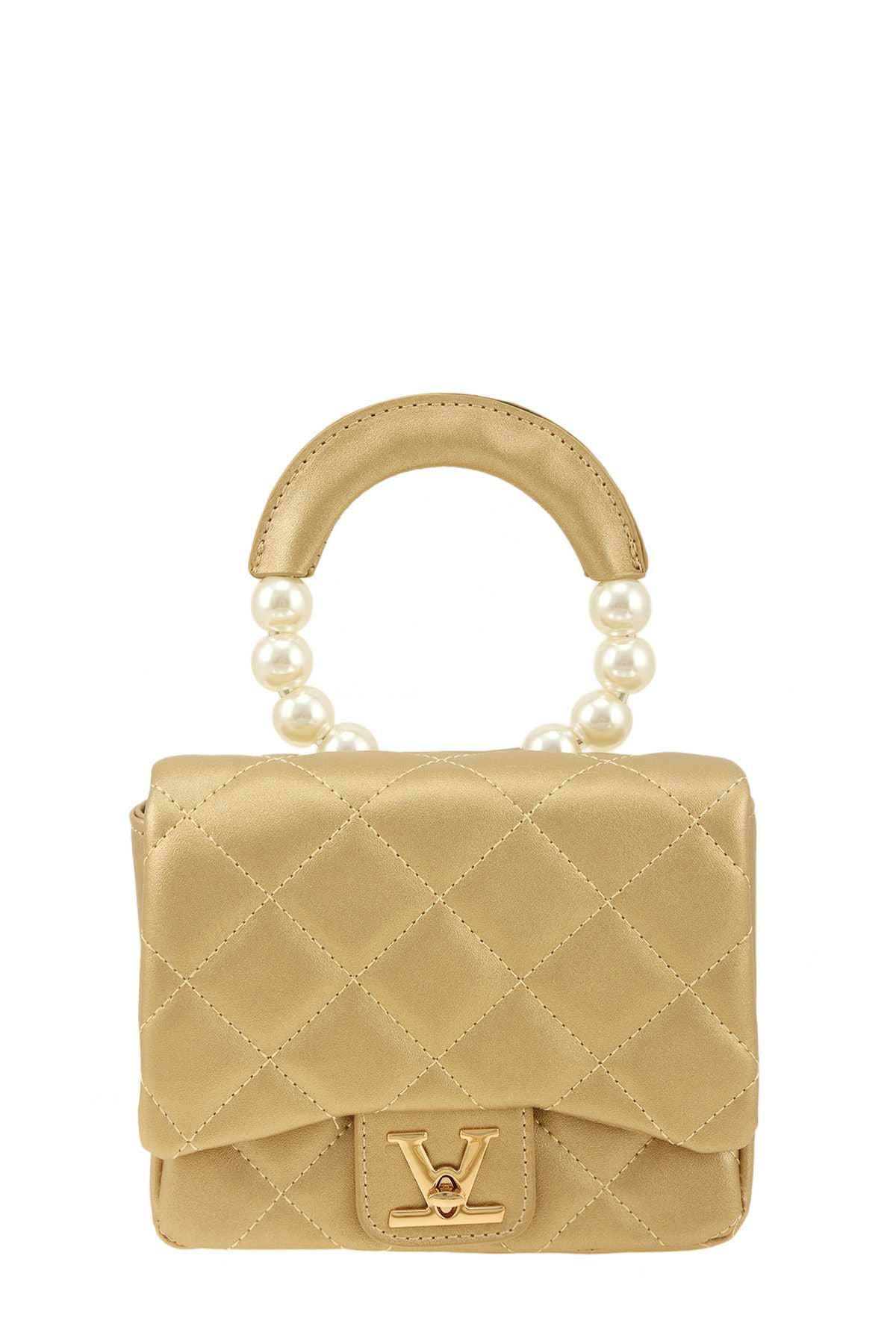 Pink Irene Wholesale - Wholesale Top Handle Bag - Women's - Diamond Quilted Bag with V Accent and Pearl Handle1