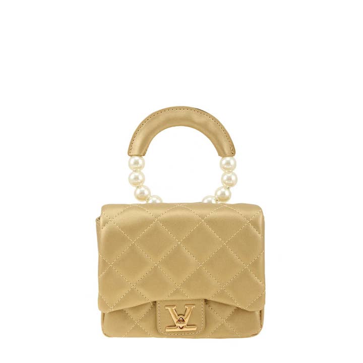 Pink Irene Wholesale - Wholesale Top Handle Bag - Women's - Diamond Quilted Bag with V Accent and Pearl Handle1