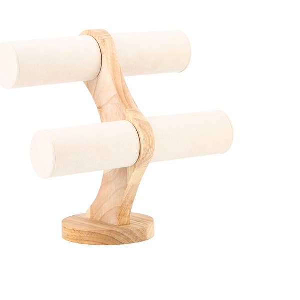 Espositore per bracciale in legno a 2 livelli per la vendita all'ingrosso da parte di Nima Accessories Inc