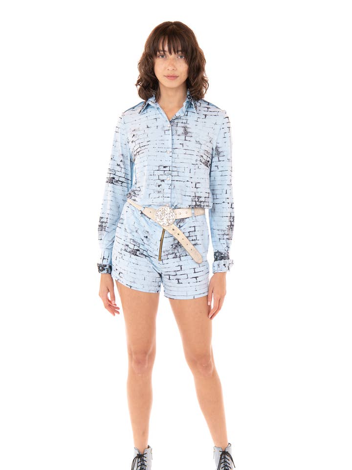 Franky Sky Blue Brick Langærmet Skjorte for engroshandel hos Ears Of Buddha