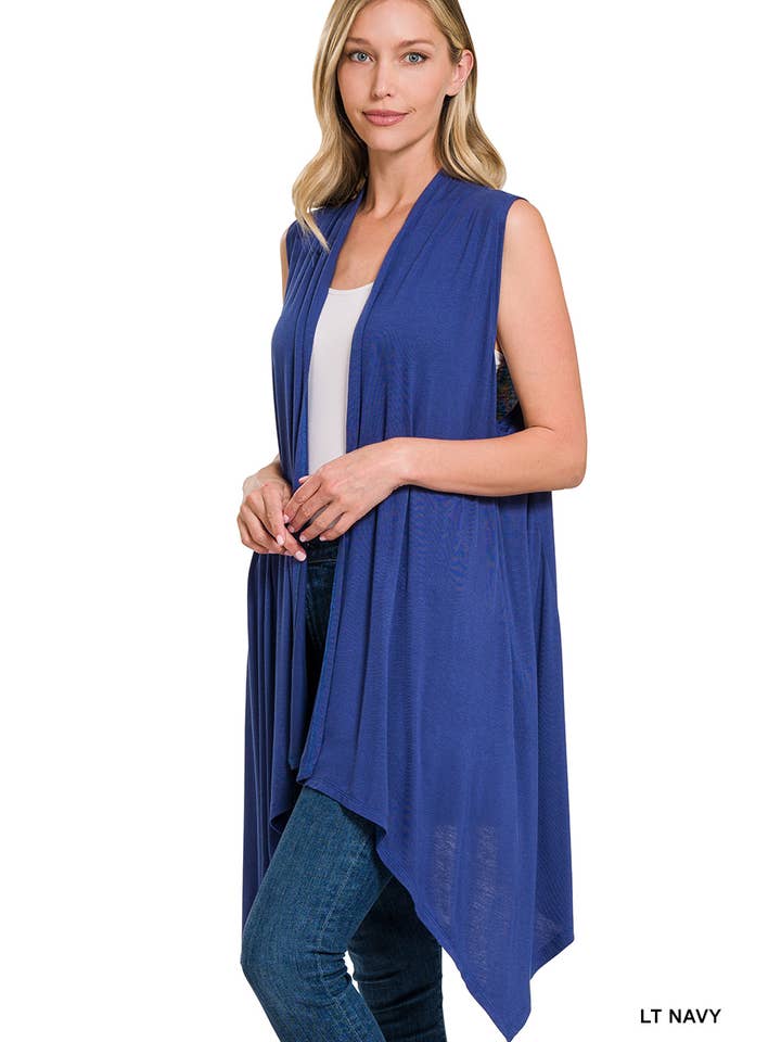 Vanilla Monkey - Wholesale Cardigan - Women's - Sleeveless Draped Open Front Cardigan