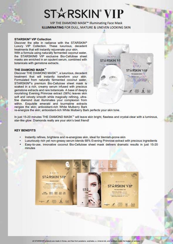 STARSKIN – wholesale Ansiktsmasker – VIP The Diamond Mask™ Upplysande Bio-Cellulosa Ansiktsmask4