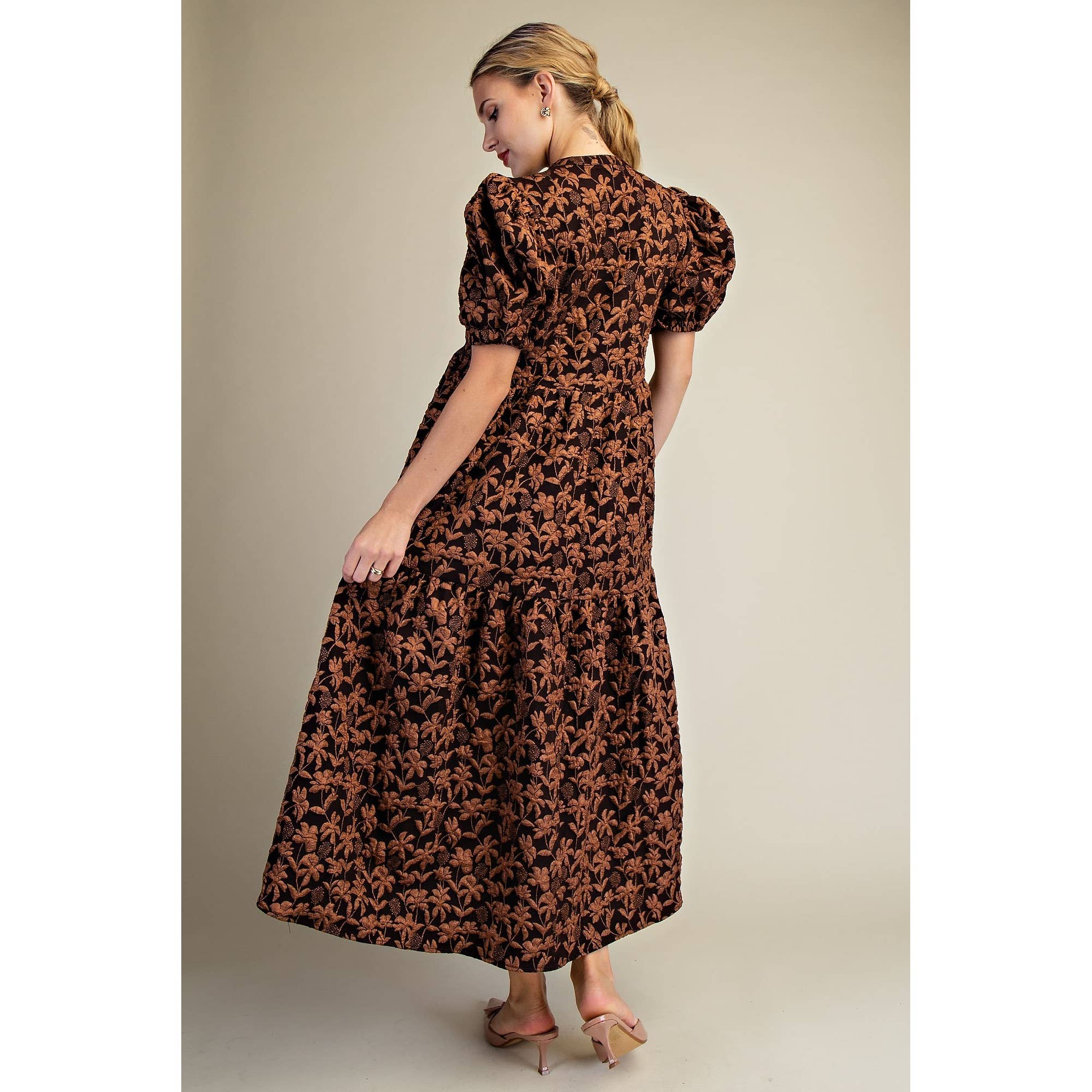 STYLE USA - Wholesale Dress - Women's - NEW Puff Sleeve Midi Dress3