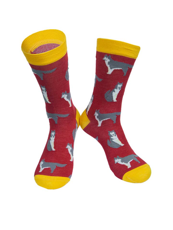 Sock Talk - Wholesale Socks - Men's - Mens Bamboo Dog Socks Siberian Husky Huskies Novelty Socks