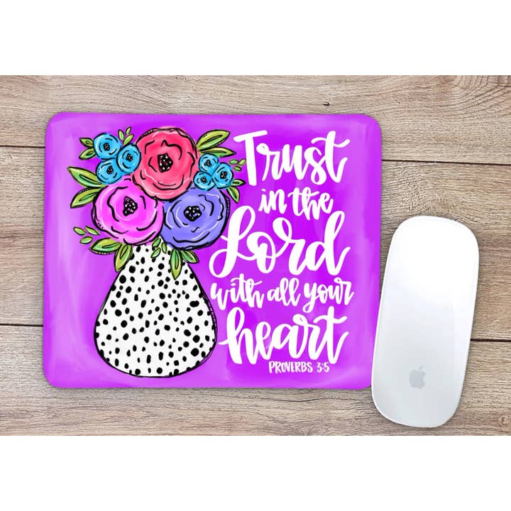 Trust In The Lord Flower Jar Dalmatian Print Mouse Pad for wholesale by Painted Skies