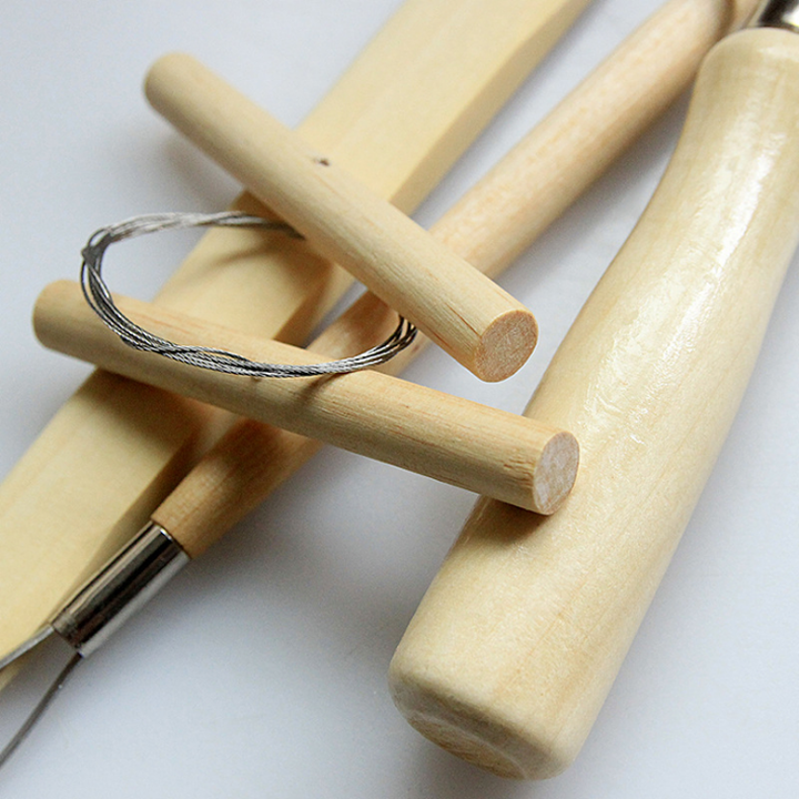 VIGOR – Großhandel Bastelset – 8-teiliges Keramik- & Tonmodellierwerkzeug-Set mit glatten Holzgriffen4