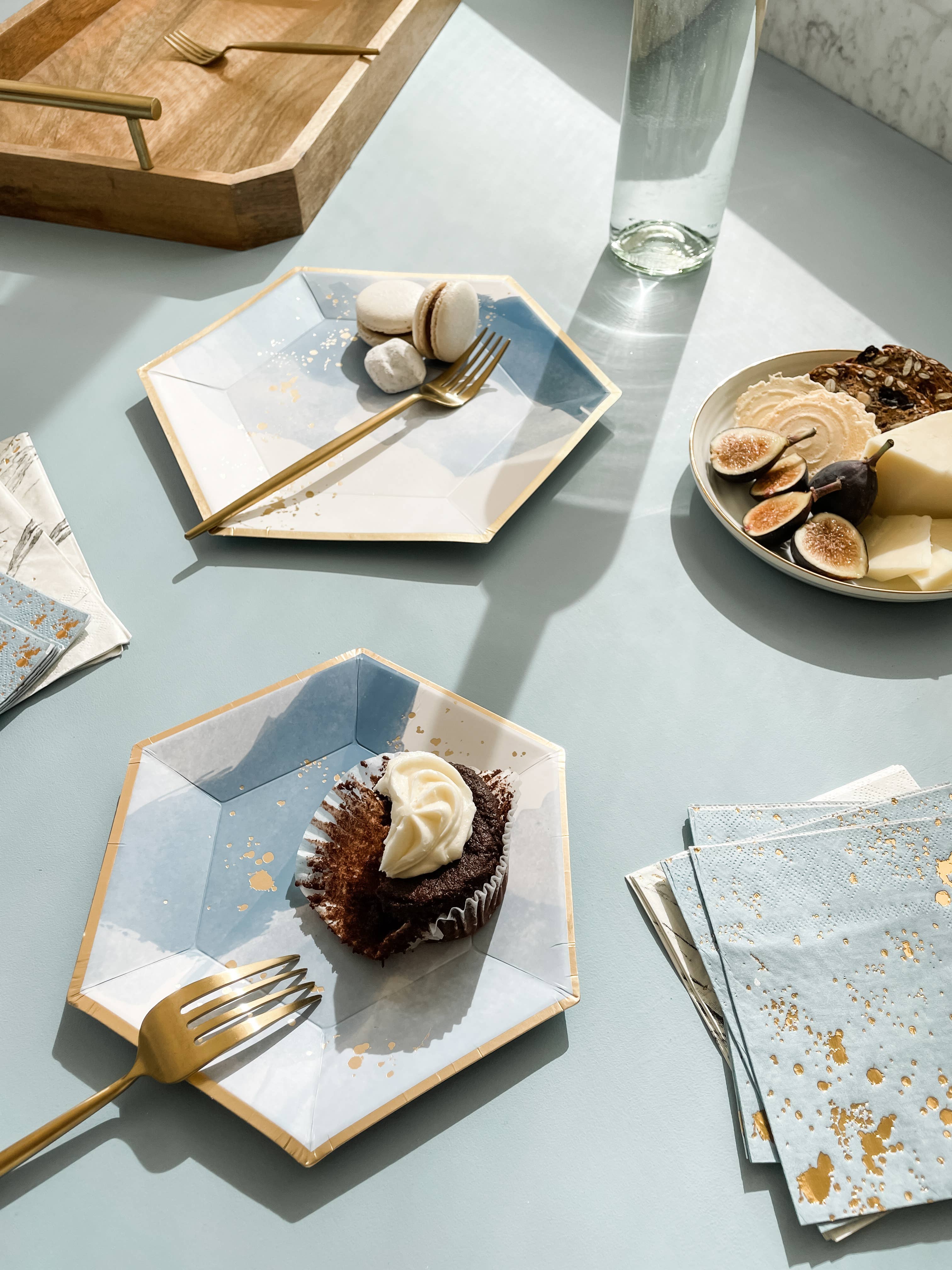 Harlow & Grey – Engroshandel Engangsserviet – Malibu - Blå akvarel cocktailpapirservietter11