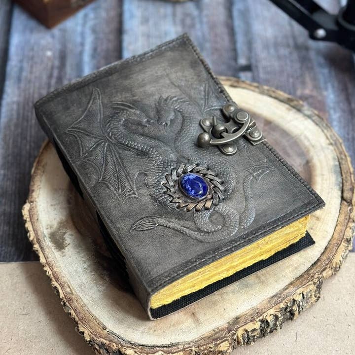 Taccuino da Scrittura in Pelle Fatta a Mano con Doppio Drago per la vendita all'ingrosso da parte di MNM HANDICRAFTS