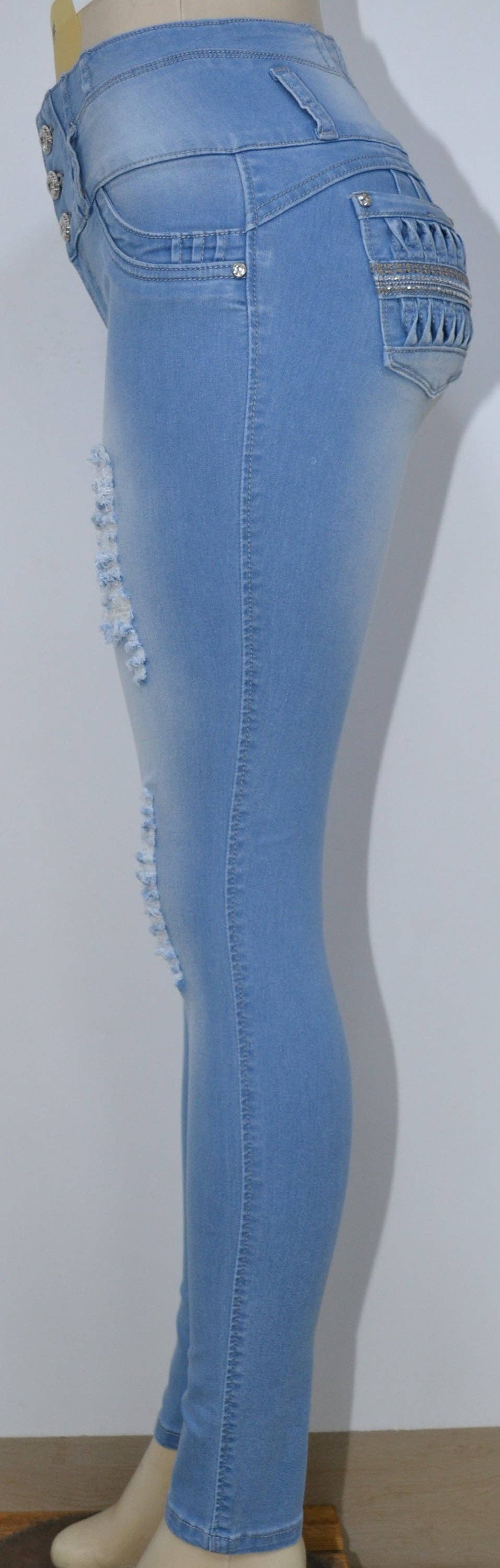 Light Blue USC-F017 Sexy Rhonda Butt Lifter Levante Cola Jeans for wholesale on Faire4