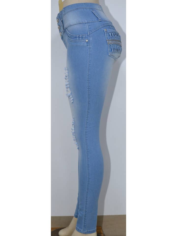 Light Blue USC-F017 Sexy Rhonda Butt Lifter Levante Cola Jeans for wholesale on Faire4