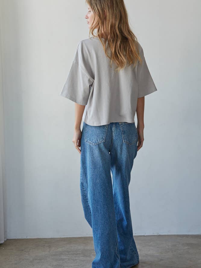 By Together - Wholesale Knit Top - Women's - L8688 | Knit Cotton Crew Neck Drop Shoulder Short Sleeve Top7