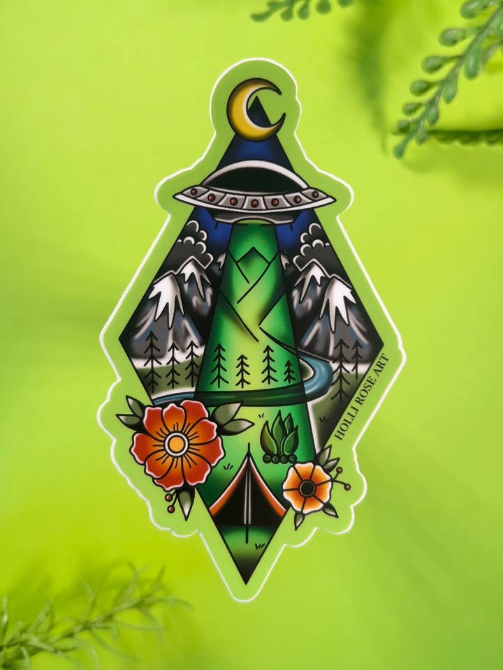 Alien UFO Sticker for wholesale by Holli Rose Art