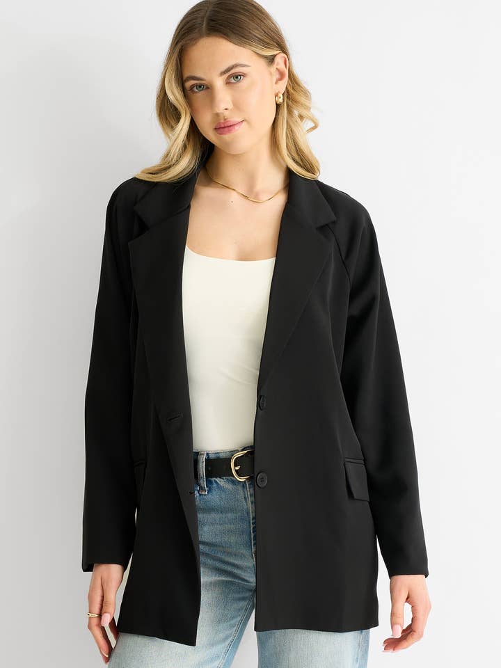 Black Oversized Tailored Blazer for wholesale by GINI LONDON