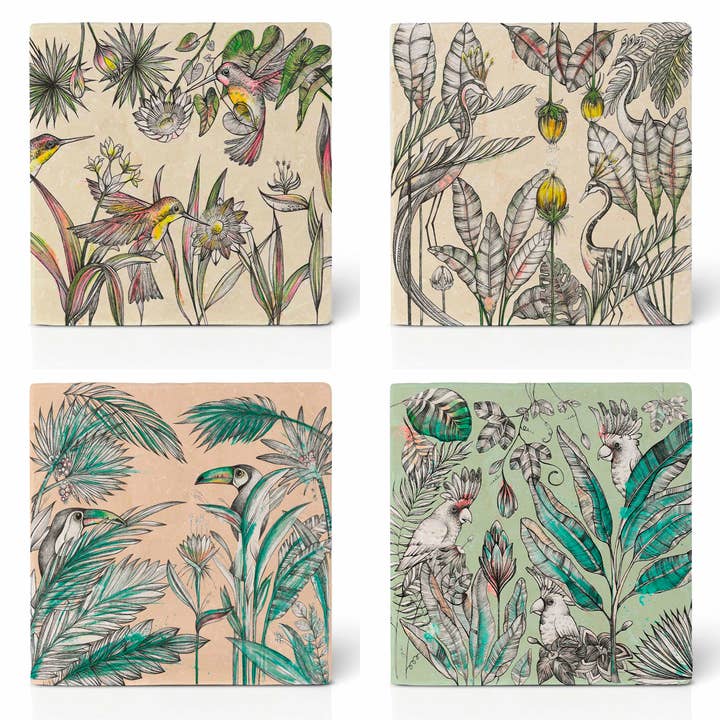 Tile Coasters – Set of 4 – Jungle for wholesale by LIGARTI
