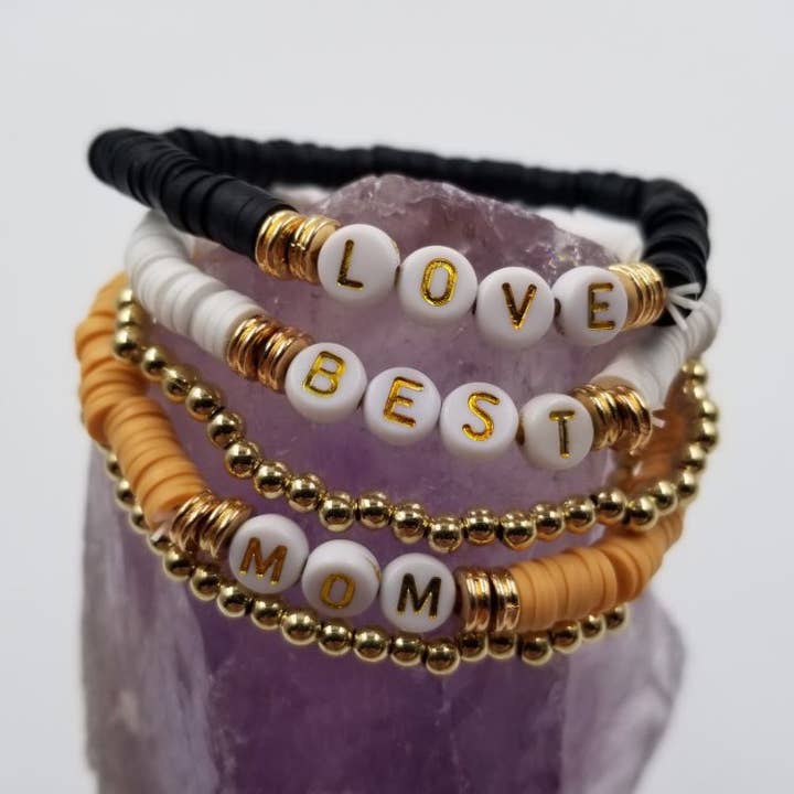 LOVE BEST MOM Heishi Bracelet for wholesale by magnolia jewelry