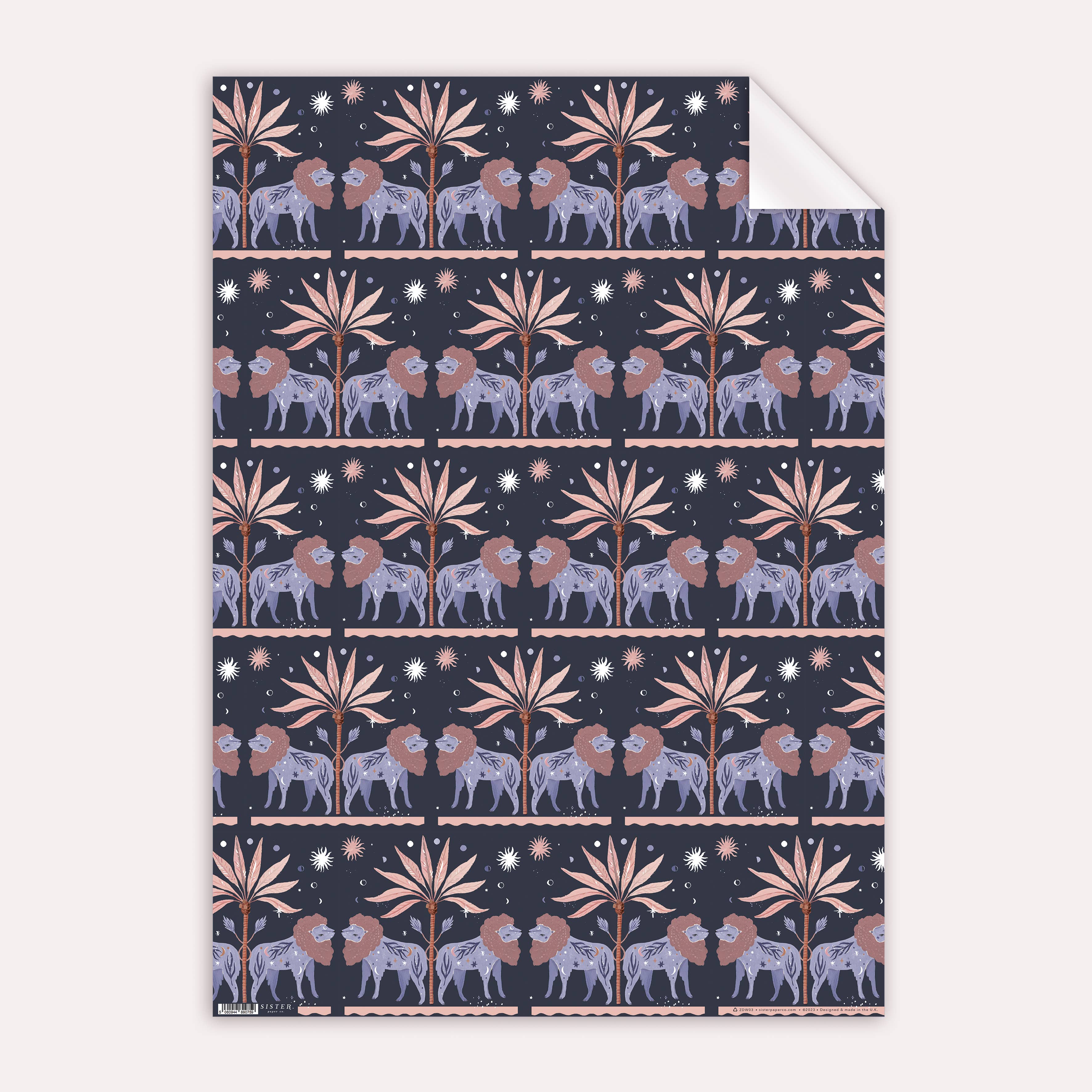 Sister Paper Co. - Vente Feuille de papier cadeau - Emballage cadeau Lion | Papier cadeau | Feuilles d'emballage cadeau | Zodiac1