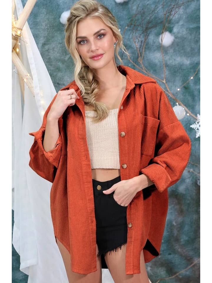Rosa Clothing - Wholesale Shirt Jacket/Shacket - Women's - Oversized boxy corduroy shirt jacket Shacket20