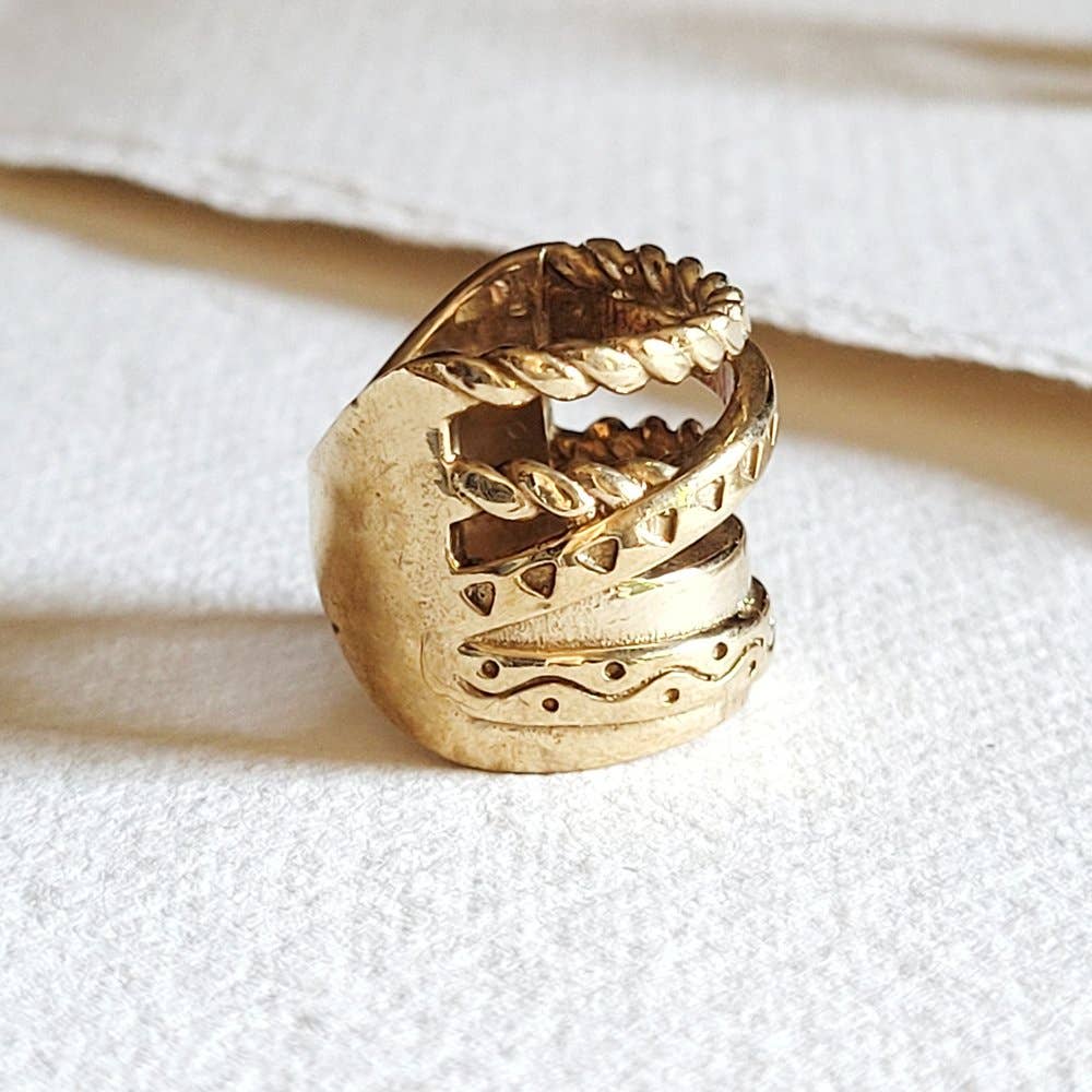 Bisjoux - Vente Anneau/bague à empiler - Bague en laiton superposée, design réglable à la main3