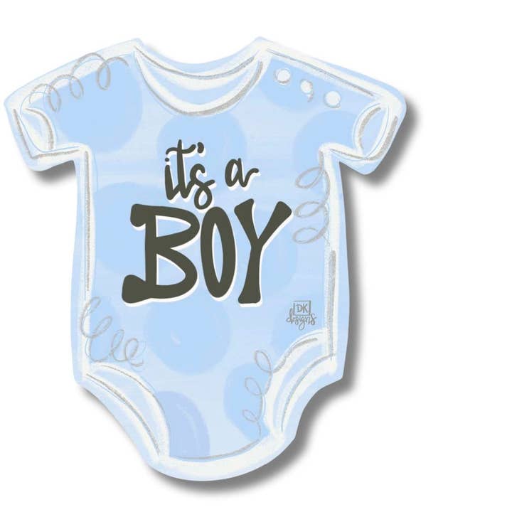 Blue Onesie "It's a Boy" Door Hanger for wholesale by DK Designs Georgia