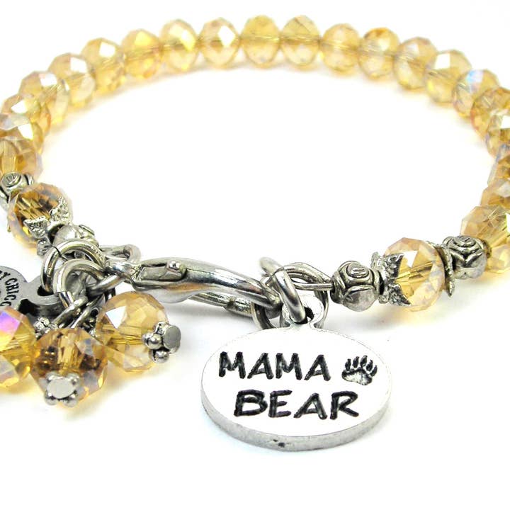 Mama Oso con garras Splash Of Color Cristal Pulsera para venta al por mayor de Chubby Chico Charms