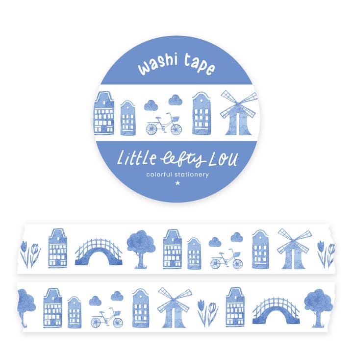 Ruban Washi hollandais bleu de Delft pour la vente par Little Lefty Lou