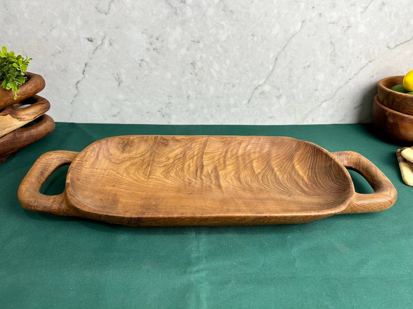Tuckahoe Hardwoods - Wholesale Decorative Tray - Salvaged Teak Root Rustic  Handled Tray - Large11