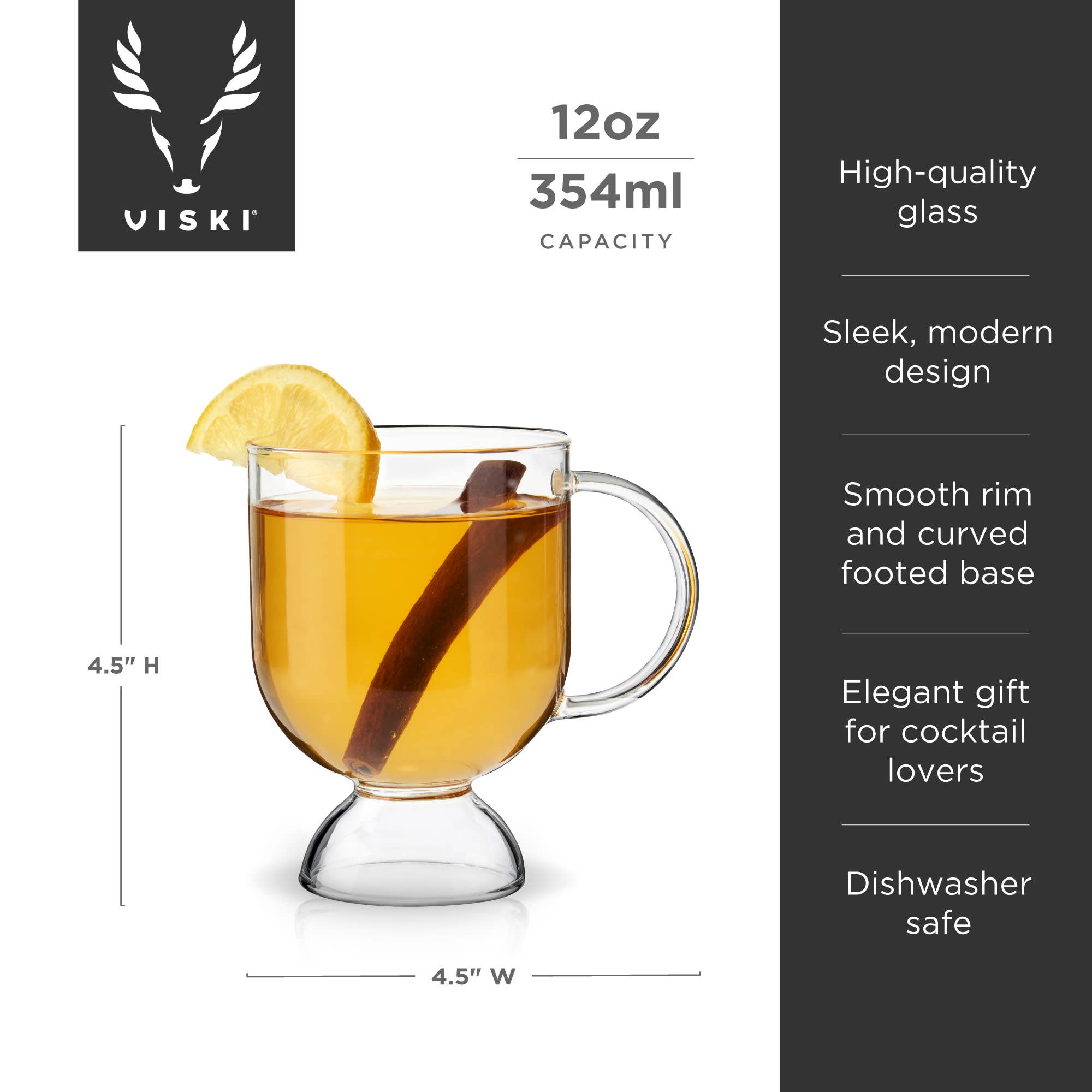 Viski - Wholesale Cocktail/Liquor Glass - Raye™ Footed Glass Hot Toddy Mugs Set of 26