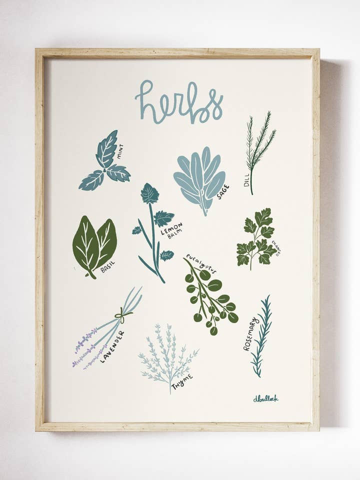 Herbs Print for wholesale by Daley Kaye Studio