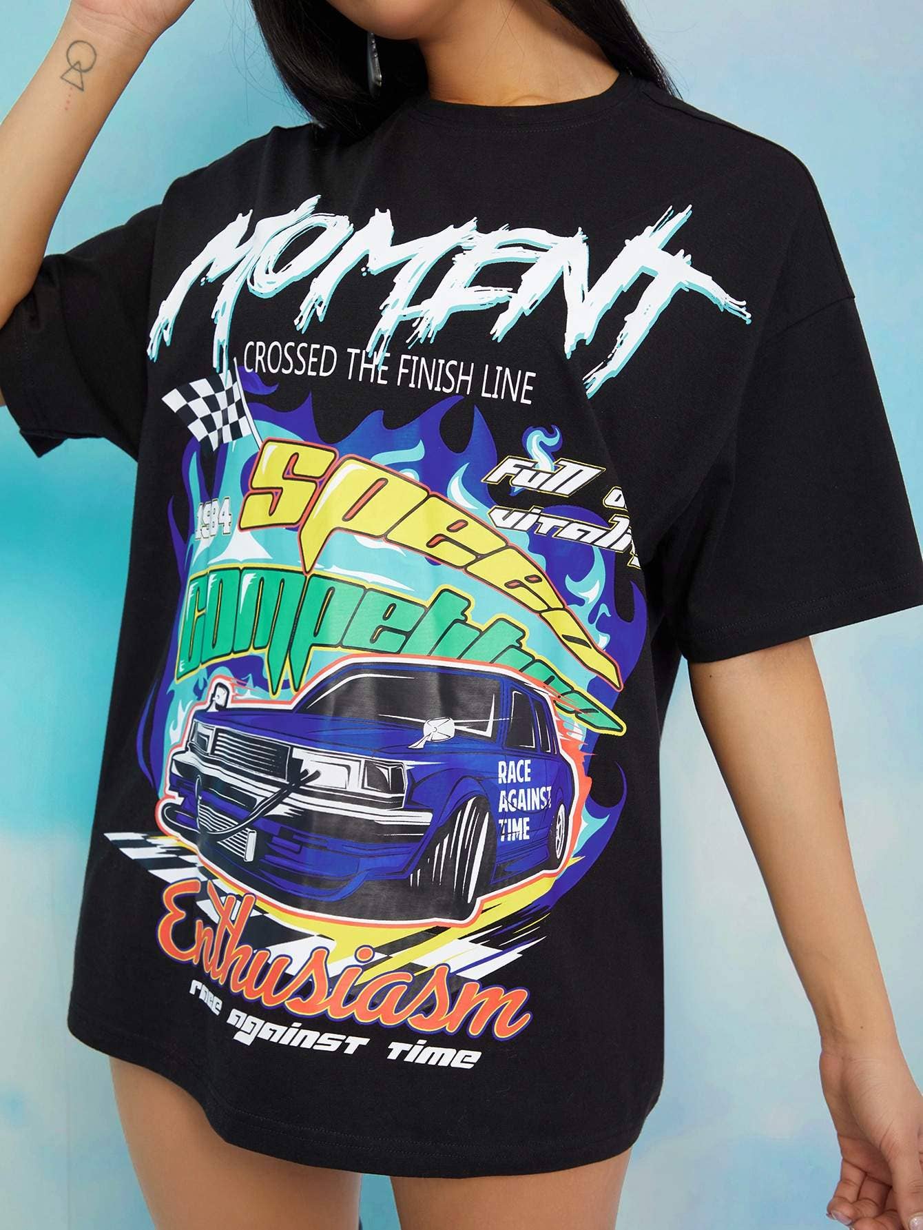 Fashion Combination – Großhandel Bluse – Damen – Coolane Brief- & Auto-Print-T-Shirt2