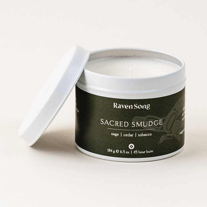 Sacred Smudge Candle | Sage + Cedar + Tobacco Leaf for wholesale by RavenSong Soap & Candle