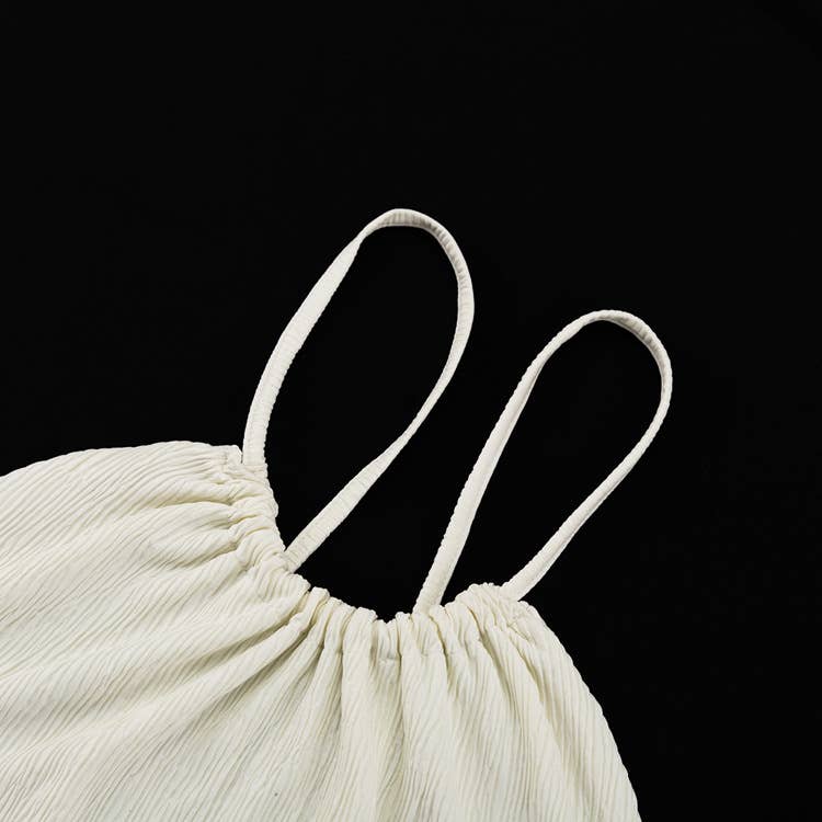 Apricot Strap Neck Mounted Backless Tops Pleated 2 Piece Sets for wholesale on Faire6