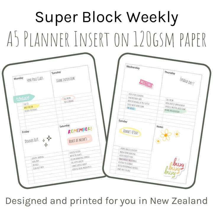 Loose Leaf A5 Planner Inserts 120gsm | Super Block Weekly and other Purchase Wholesale urinal blocks. Free Returns & Net 60 Terms on Faire trending on Faire.