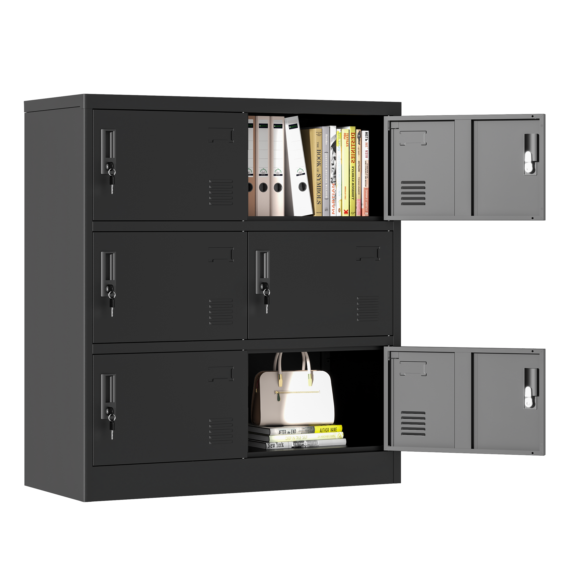 39F Inc. - Wholesale Cabinet - 6-Door Black Metal Storage Locker with Lock & Card Slot9
