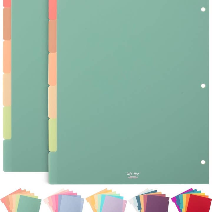 Mr. Pen - Wholesale Binder - Binder Dividers, 6 Tab Dividers, Pack of 2 Sets (12 Dividers Total), Dividers, Plastic Dividers for 3 Ring Binder, Binder Dividers with Tabs, Binder Tabs, 3 Ring Binder Dividers0