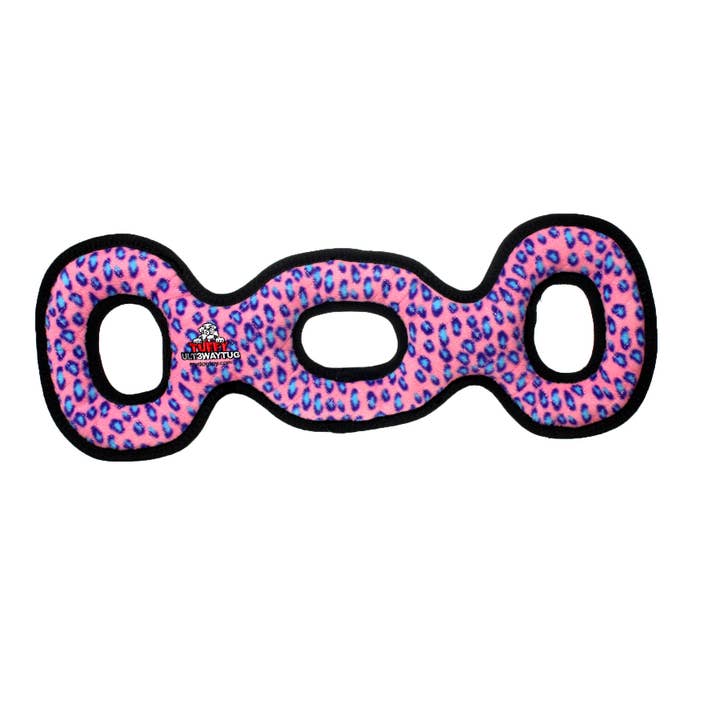 Tuffy Ultimate 3 Way Tug - Brinquedo Rosa Leopardo, Squeaky por atacado de Tuffy Dog Toys - VIP Products