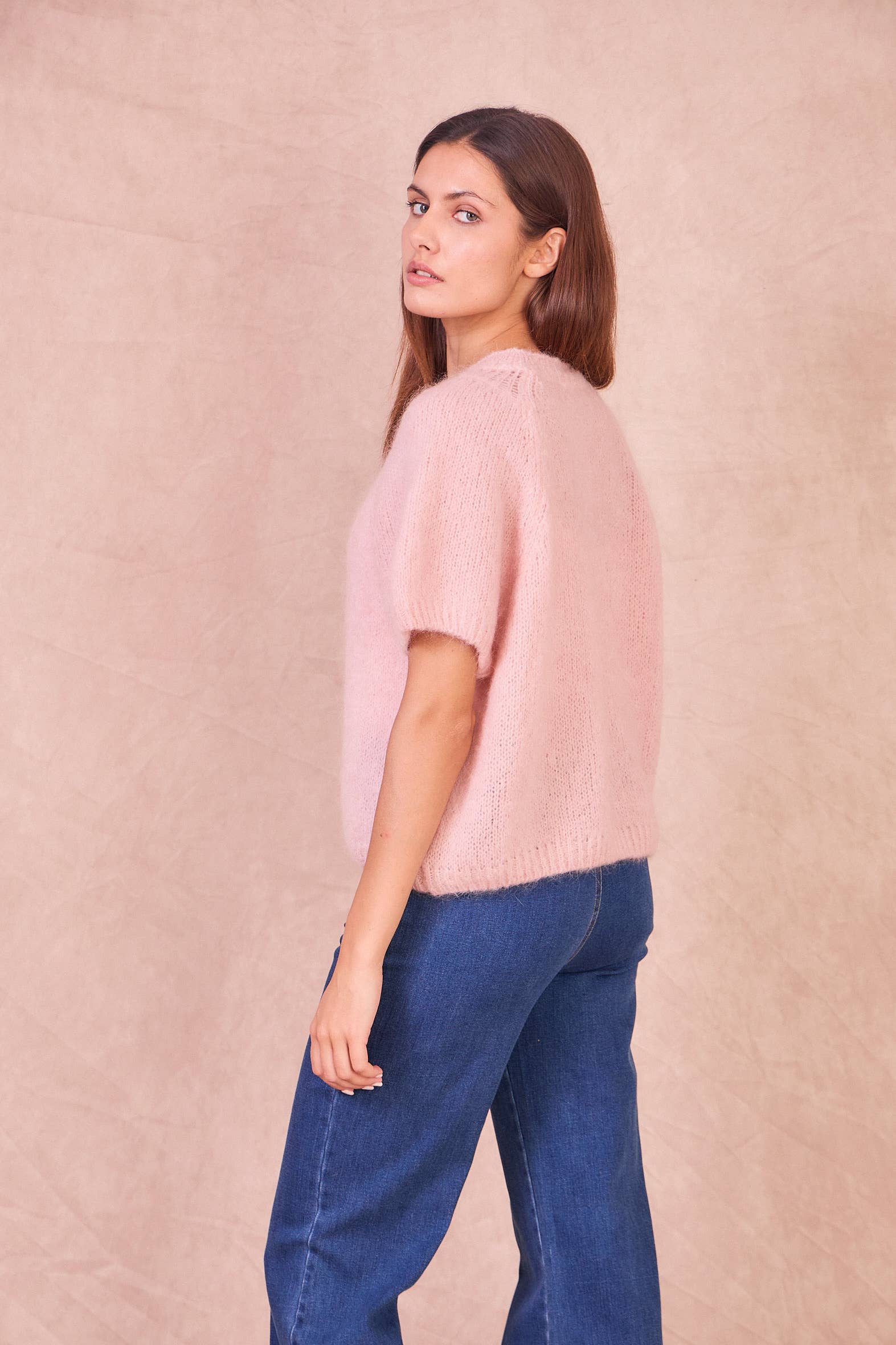 Calie Paris - Wholesale Knit Sweater - Women's - Short-Sleeve Mohair Blend Sweater3