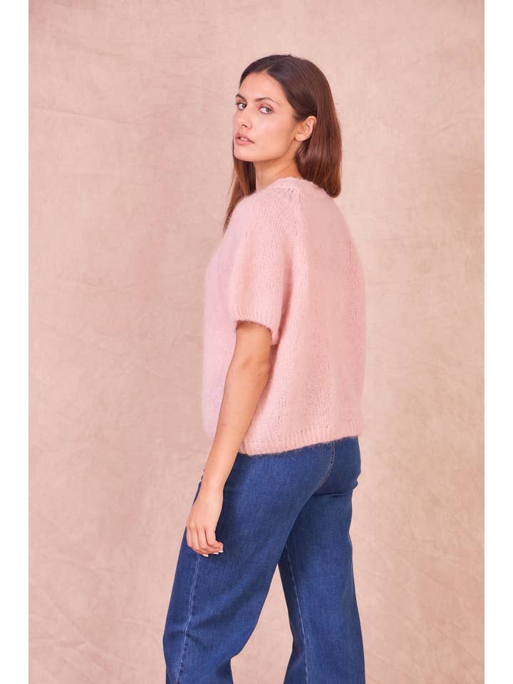 Calie Paris - Wholesale Knit Sweater - Women's - Short-Sleeve Mohair Blend Sweater3