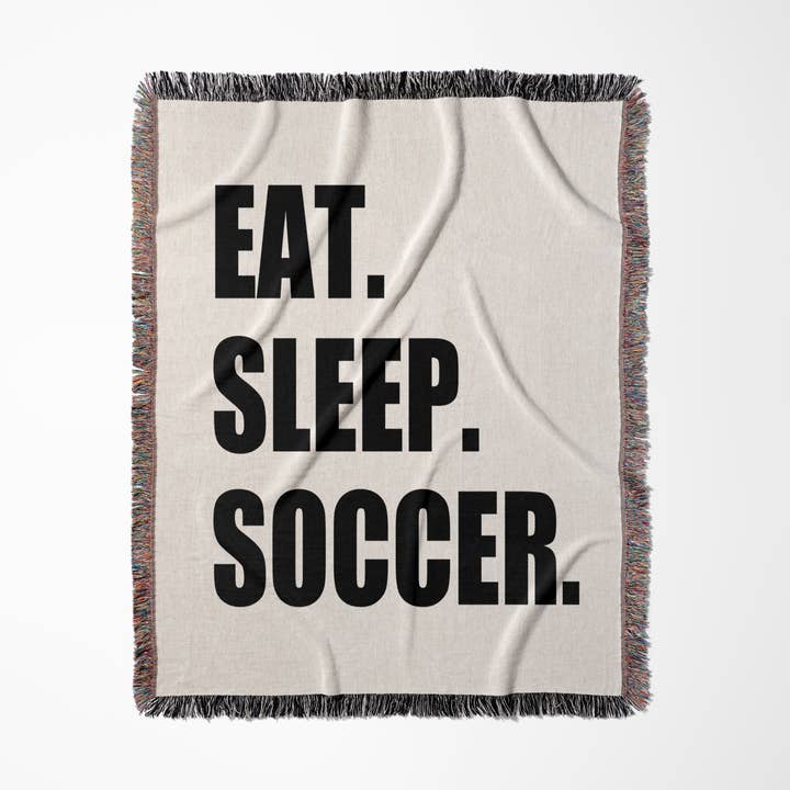 3dRose - Wholesale Throw Blanket - 3dRose, Eat Sleep Soccer. team sport playing enthusiast play player black text, Blanket0