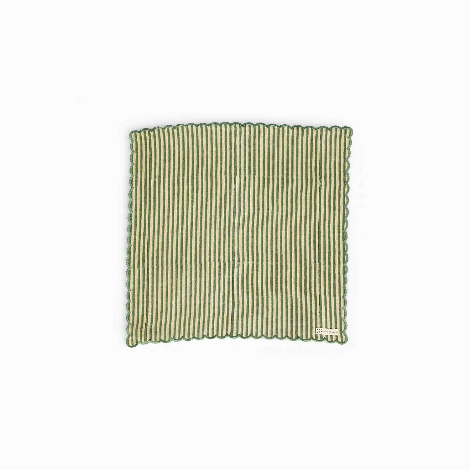 Craft Boat - Wholesale Dinner & Cloth Napkin - BLOCK PRINTED SCALLOPED NAPKIN - GREEN 1