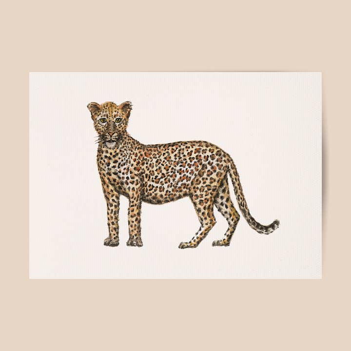 Poster leopard - A4/A3 - baby room nursery - handpainted for wholesale by World of Mies