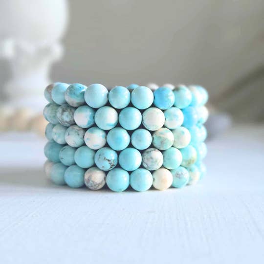 Magnesite Turquoise Gemstone Bead Bracelet | The Stone of a Calm Mind for wholesale by Crystals and Sun Signs
